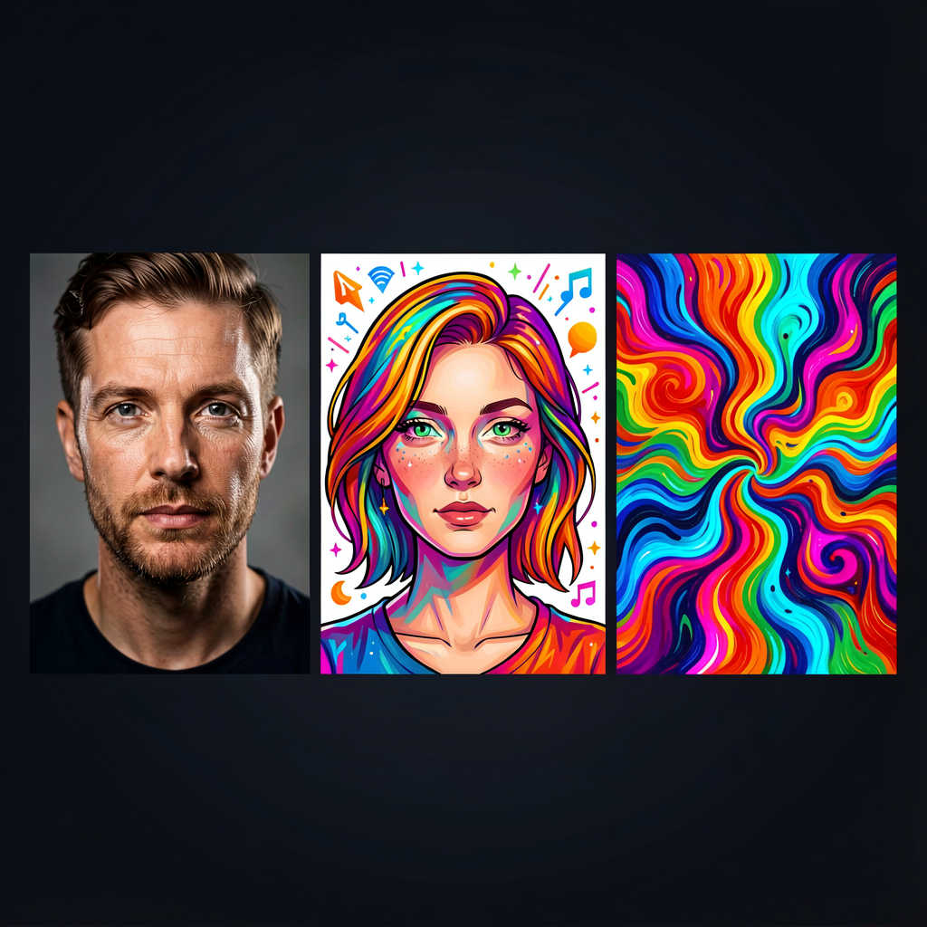 Various styles created by AI image generation tools