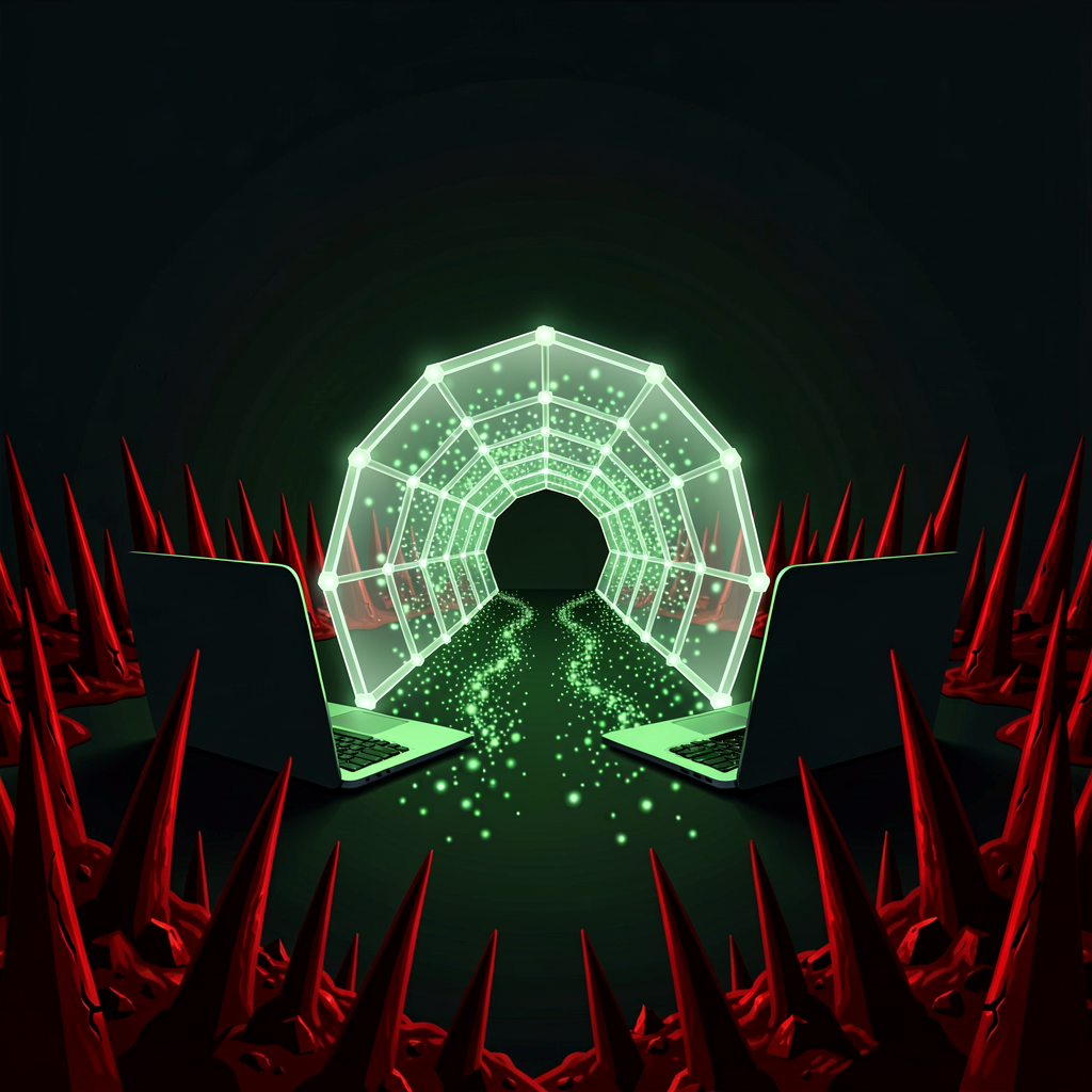 VPN creating a secure connection over a dangerous network